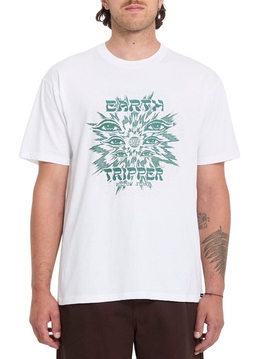 Tricou barbatesc Volcom, maneca scurta, bumbac organic, alb
