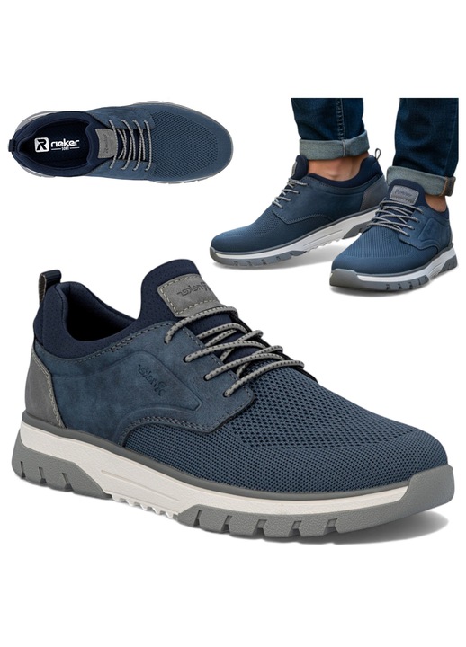 Pantofi Barbati, Rieker, Fara Model, De Primavara, Eleganti, Usori, Slip-On, Sport, Albastru