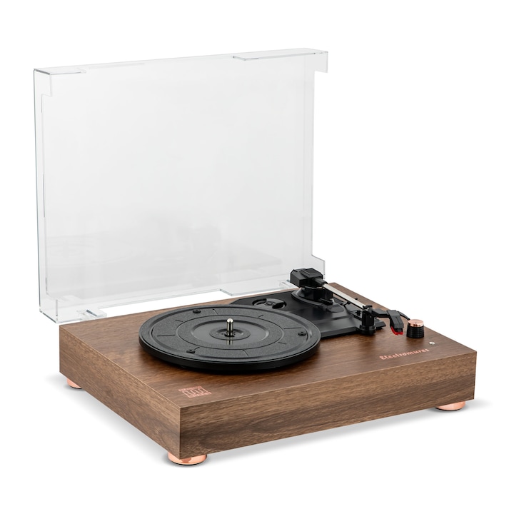 Pick-up cu Ac Safir si Bluetooth 5.4, Electromures EM 1031, Difuzoare stereo(2 x 3W),3 viteze 33/45/78RPM, discuri vinil acceptate 7''10",12", Culoare Maro