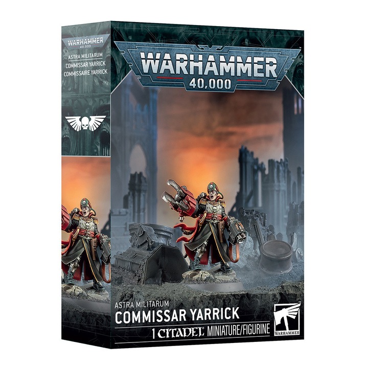 Warhammer 40000 játékkiegészítő, Commissar Yarrick Astra Militarum, Games Workshop, összeszerelhető modell, szürke