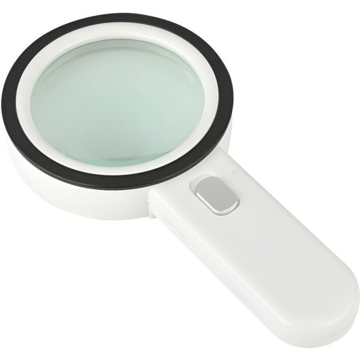 Lupa cu 12 LED-uri, ideala pentru citit, confectionare de bijuterii, varstnici, persoane cu deficiente de vedere, observare si mestesuguri (alba)