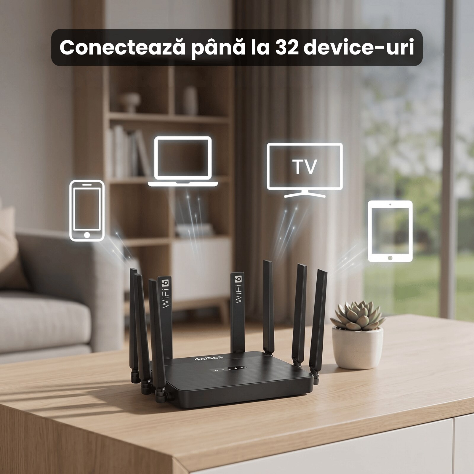 Console Router 32 Router Wireless HASEPE® 5G 4G LTE WiFi 6 Cu Slot SIM, Router Wireless ...
