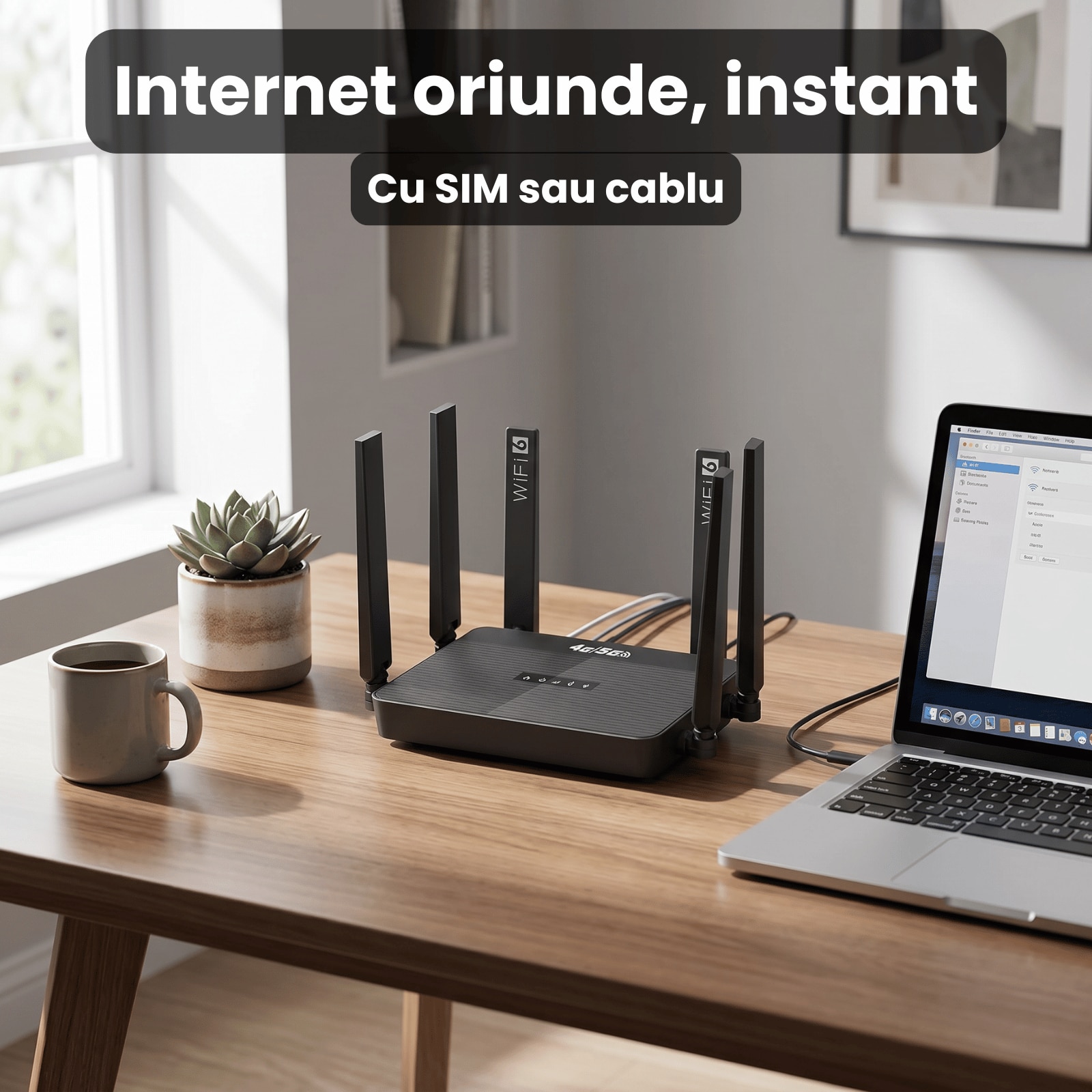 Console Router 32 Router Wireless HASEPE® 5G 4G LTE WiFi 6 Cu Slot SIM, Router Wireless ...