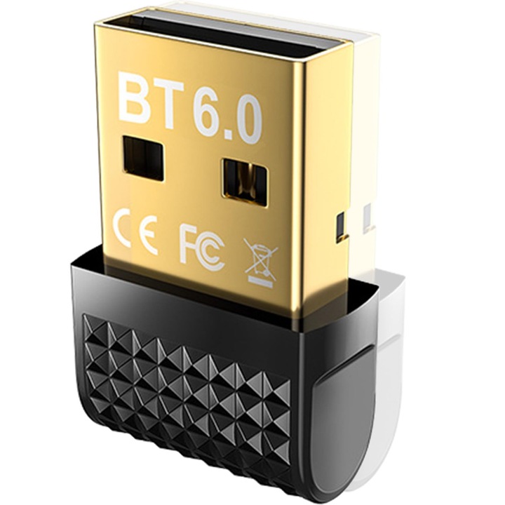 Adaptor Wireless Bluetooth 6.0 USB, Lwtsrp®, stick (EDR si BLE), dongle Plug and Play pentru PC, laptop si computer desktop, compatibil cu Windows 11/10/8.1/7, Negru Grant