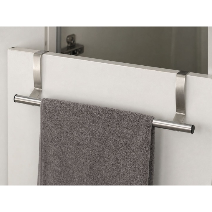 Cuier din Inox pentru Usa Dulap / Sertar, 36.5 x 8 cm, Fara Gaurire, Organizator Bucatarie / Baie