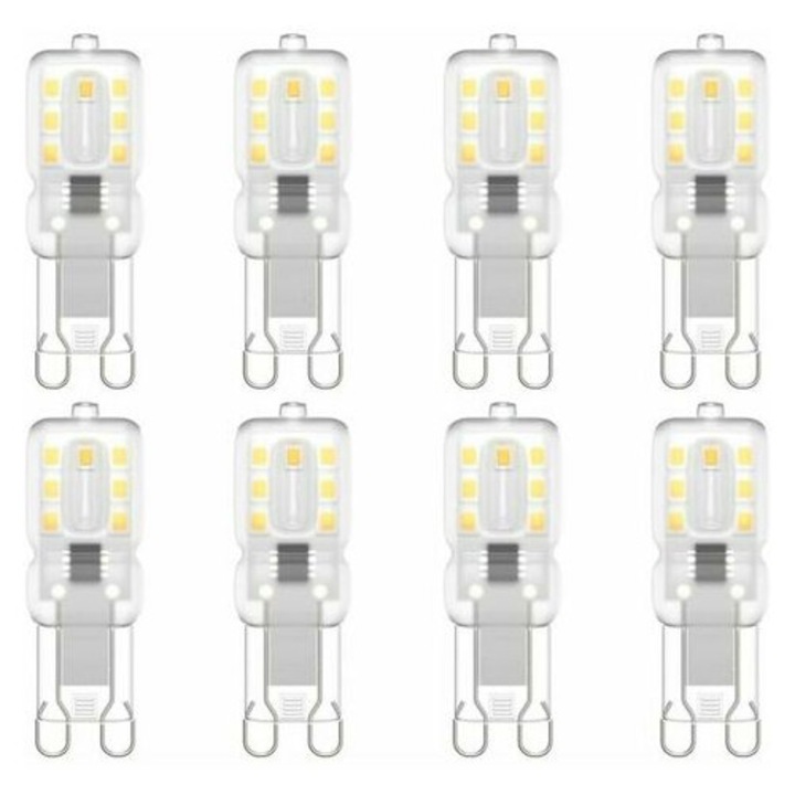 8 db G9 LED izzó csomag, G9 LED 220V Természetes Fehér 5500K 3W, 30W halogénnel egyenértékű [E energiaosztály]