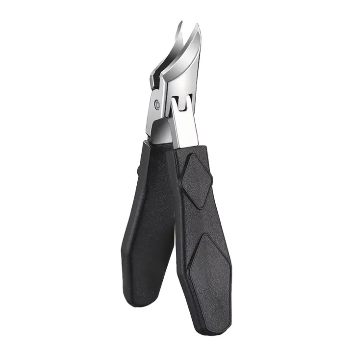 Körömcsipesz, rozsdamentes acél körömvágó, ergonomikus fogantyúval és egyenes pengével a precíz vágásokhoz, fekete, 16.5 cm
