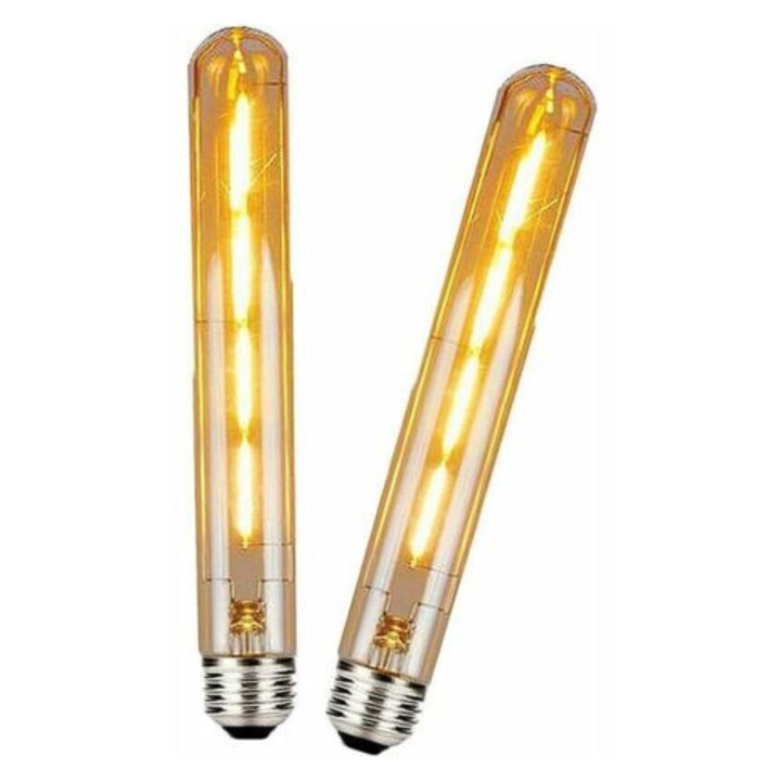 LED крушка с нажежаема жичка Tigrezy T30 E27, пакет от 2 броя, 4W (замества 40W халогенна крушка с винт), топло бяла 2300K (225 мм)