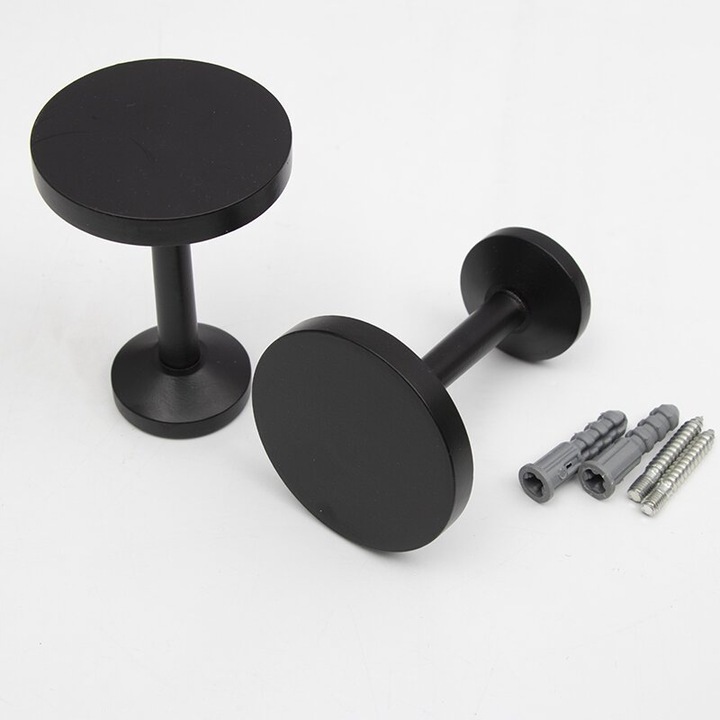 Set de 2 suporturi de perdea din aliaj de zinc, montate pe perete, cu suruburi, suporturi decorative pentru perdea, carlige elegante negre pentru suporturi de perdea, pentru casa sau birou