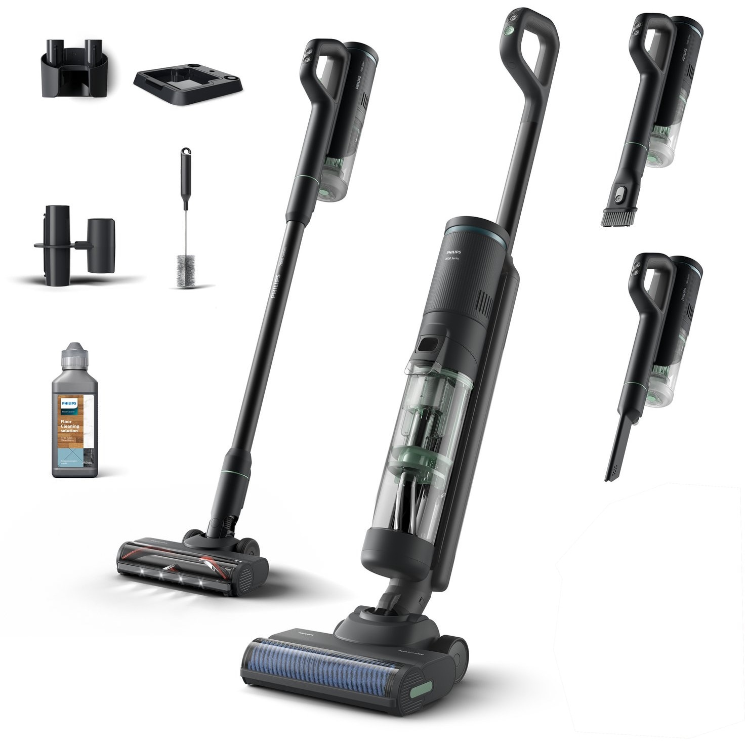 Aspirator fara fir Philips 7000 series 2-in-1, 160 W, autonomie 30 min, capacitate 0.45 L, accesorii incluse, Negru