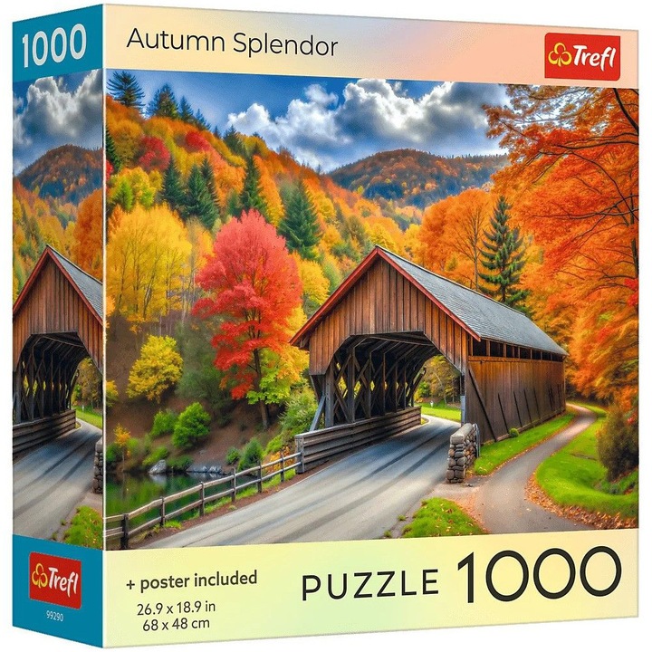 Puzzle Trefl - USA Collection, Splendoarea toamnei, cu poster inclus, 1000 piese