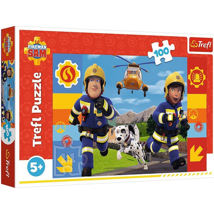 Пъзел Trefl - Fireman Sam, Винаги в помощ, 100 части