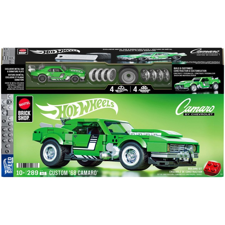Set de constructie Hot Wheels - Speed Series, Camaro by Chevrolet 1968, 289 piese