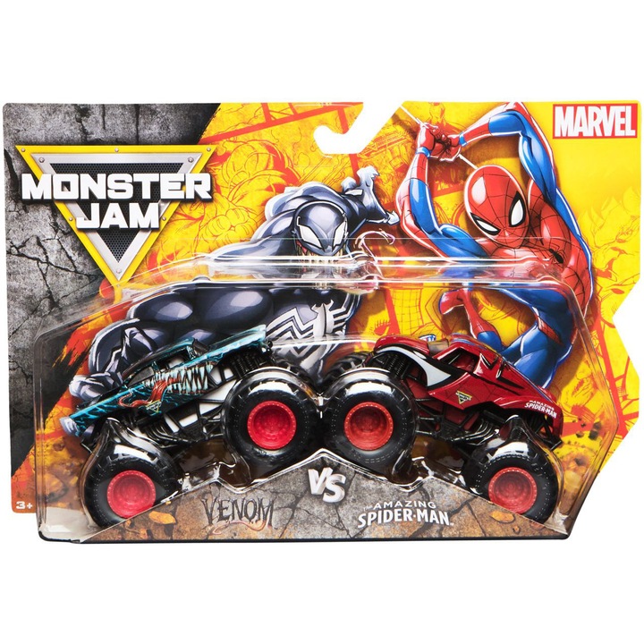 Комплект 2 колички Monster Jam Marvel - Venom vs The Amazing Spider-Man, 1:64