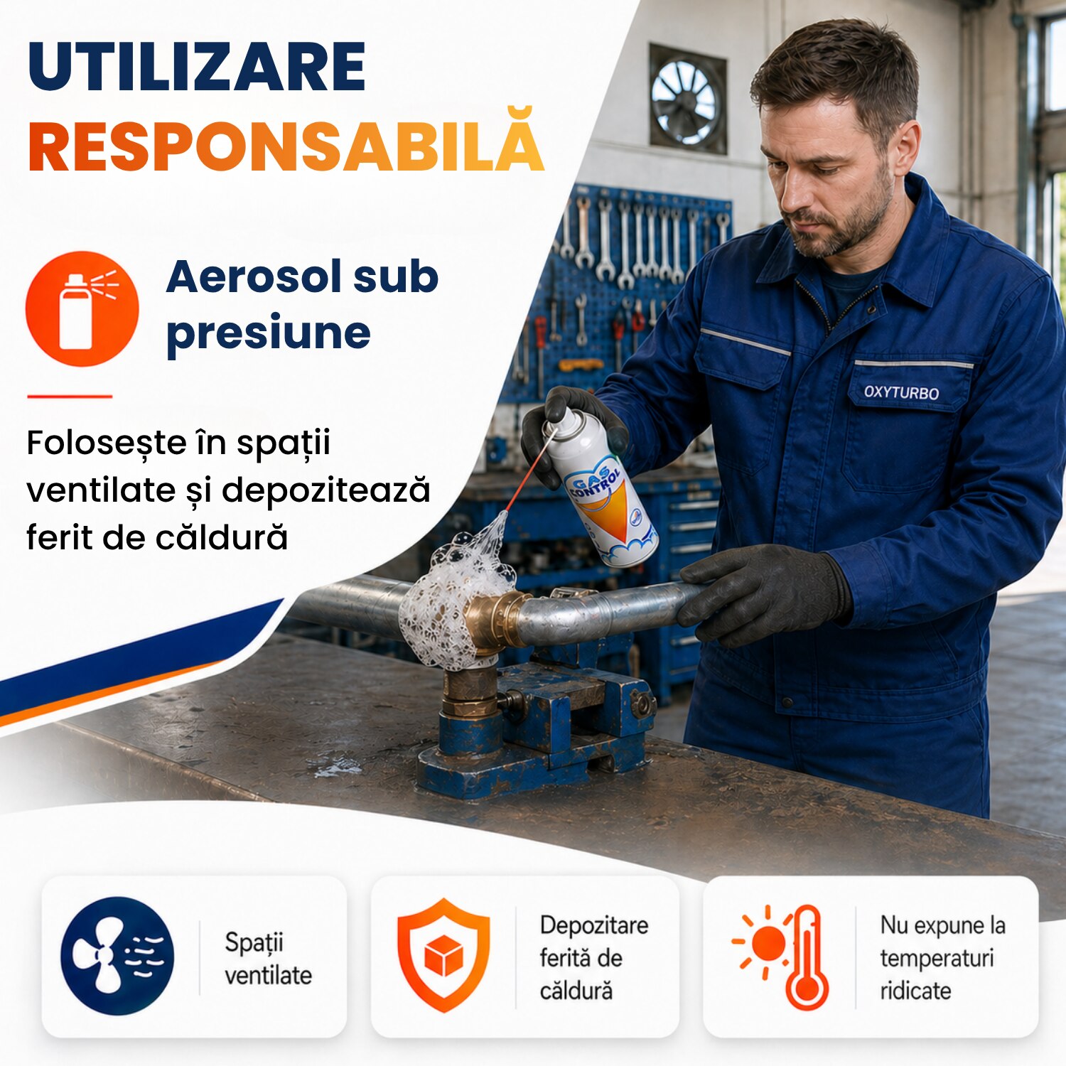 Spraying Gazes Spray detector scapari de gaze Oxyturbo GAS CONTROL, 400 ml, pentru ...