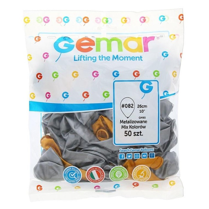 Lufi Godan 10 hüvelyk (26 cm), fémes, arany/ezüst, 50 db