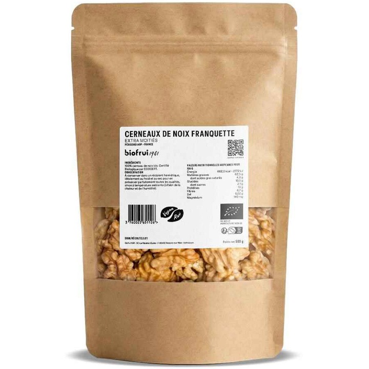 Miez de nuca premium Franquette din Perigord DOP, extra jumatati, Biofruisec 500 g
