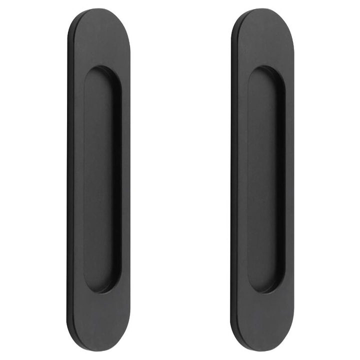 2 manere ovale autoadezive pentru usi glisante din aliaj de aluminiu negru mat, nu necesita gaurire, pentru usi glisante, ferestre de dulap, 148 cm