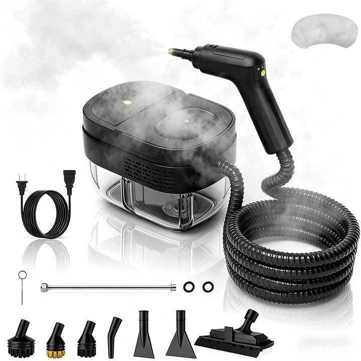 Curatator cu abur portabil/aburitor de mana Bedee 2500W, incalzire rapida 15s, presiune 3 bar si reglaj in 3 trepte, negru, 1600ml