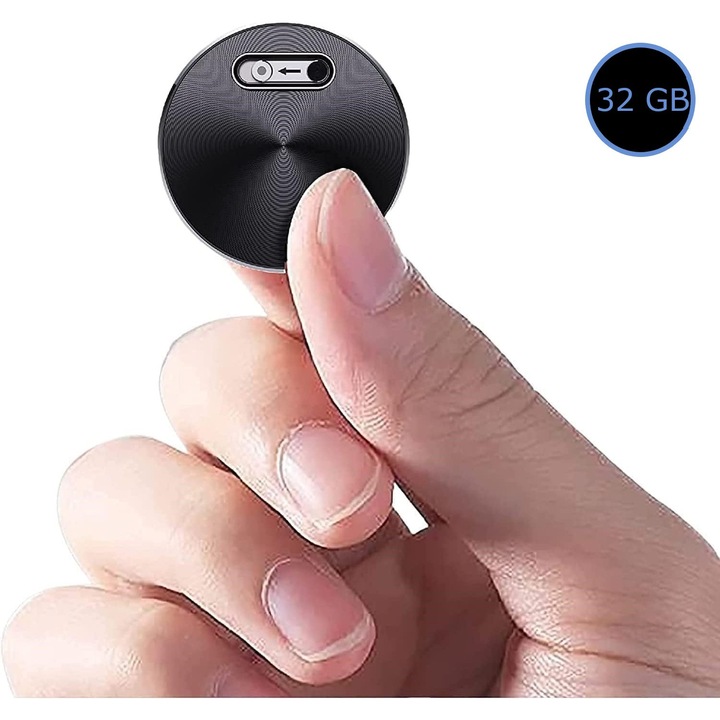 Mini Digitális Diktafon Q37-32, Hangaktiválás, MP3 lejátszó, 32GB memória, USB, mágnessel, Fekete