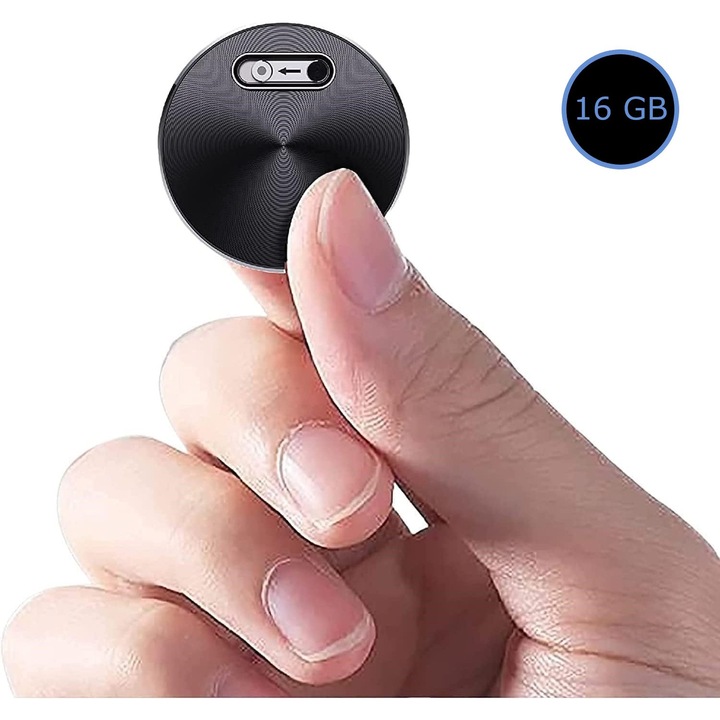 Mini Digitális Diktafon Q37-16, Hangaktiválás, MP3 lejátszó, 16GB memória, USB, Mágneses, Fekete