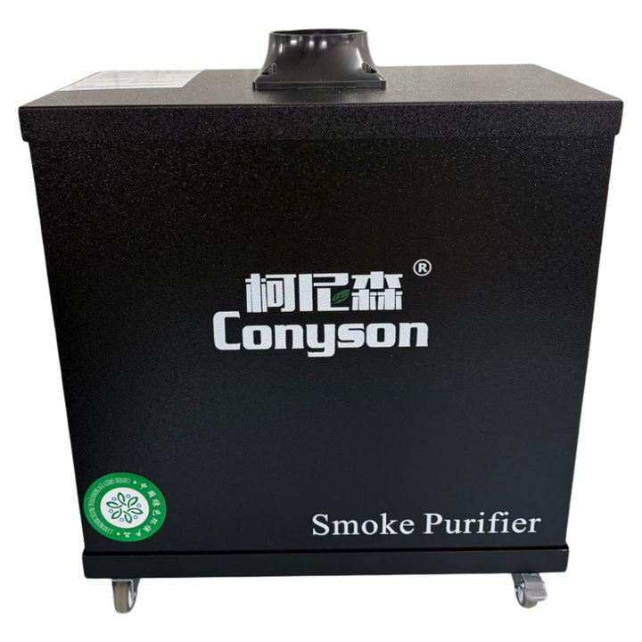 Extractor de fum industriala Conyson C100E, extractor fum profesional, 80W, filtrare HEPA 99.99%, 250 m³/h, tub flexibil Ø75mm, pentru gravura laser, statie lipire, laborator, electronica