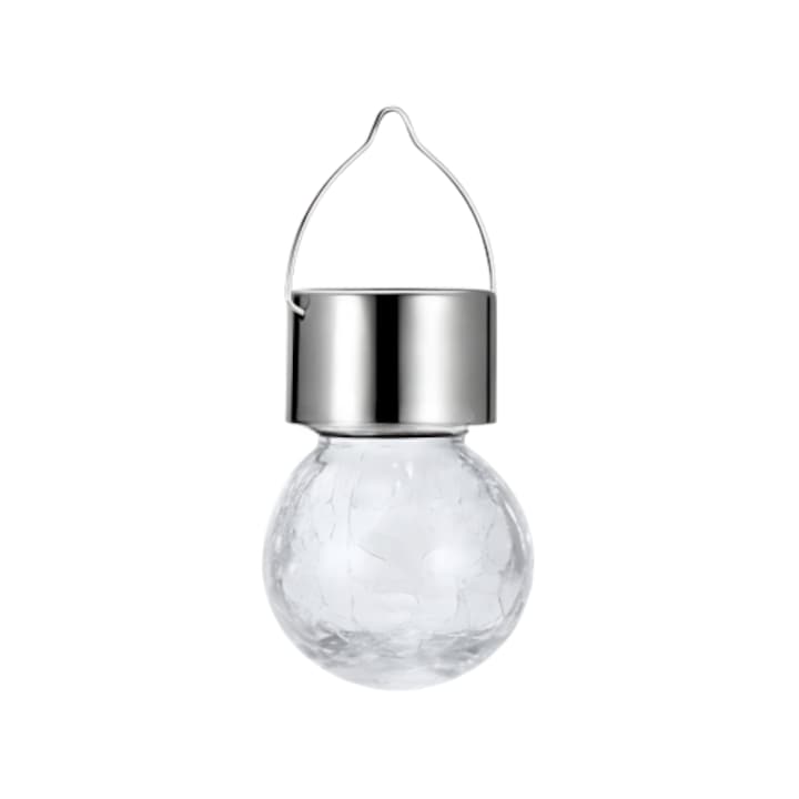 Bec solar decorativ, 30 cm, culoare calda, sticla, metal