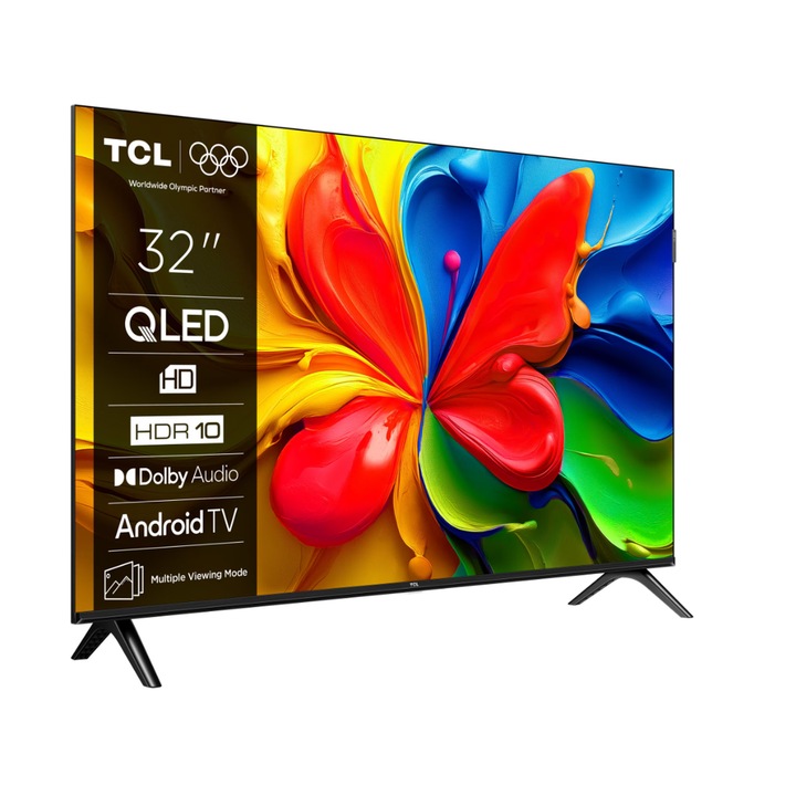 Televizor QLED TCL 80 cm 32" 32S41K, HD Ready, Smart TV, WiFi, CI+