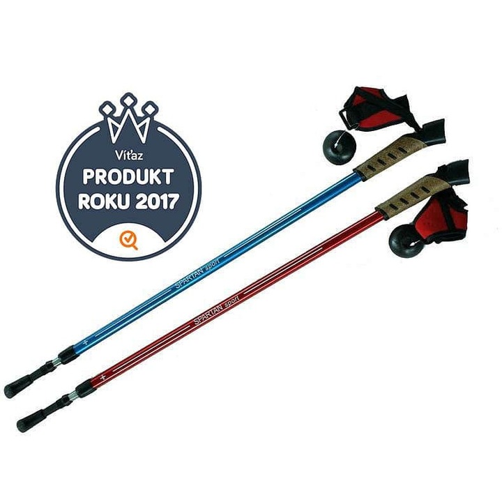 Spartan, alumínium túrabotok, 2 szekciós, 130 cm-ig állítható, puha markolattal és pánttal, Nordic Walking, kék, 130 cm
