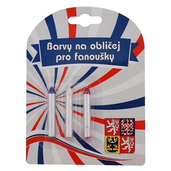 SportTeam arcfestékek, applikátoros ceruzák, környezetbarát, nem mérgező, piros/fehér/kék, 3 db