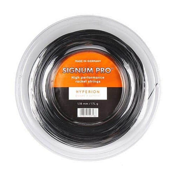 Signum Pro, Hyperion monofilament poliészter kopolimer tenisz húrok, magas rugalmassággal, fekete, 1,24 mm / 200 m