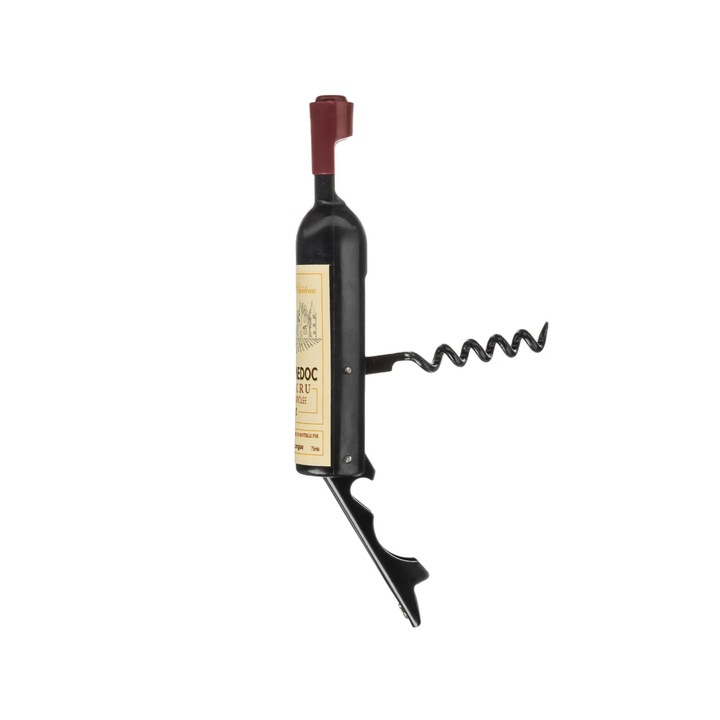 Desfacator- Tirbuson - Deschizator sticle: vin, bere, model sticla de vin cu magnet pe spate
