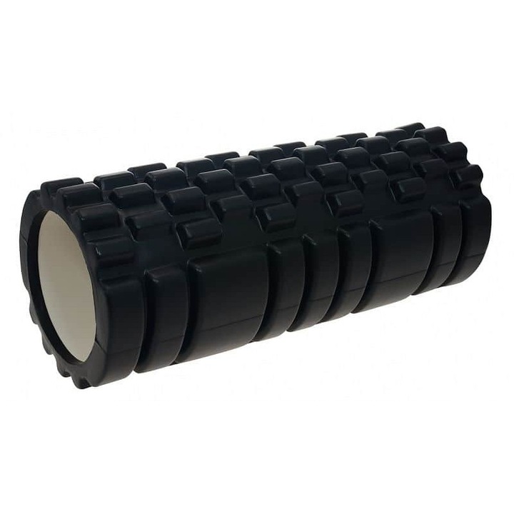 Lifefit Joga Roller A01 masszázshenger/jóga henger texturált, pontozott felülettel önmasszázshoz, csúszásmentes és nedvességálló, fekete, 33 x 14 cm