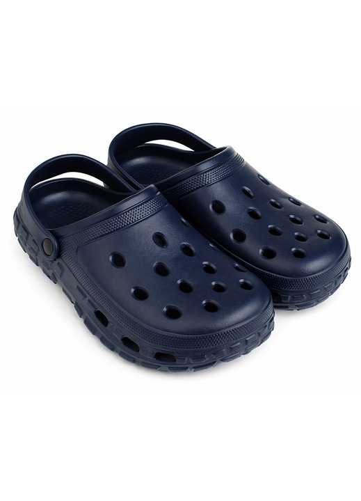 Saboti Barbati ANTBRO® Tip Crocs Albastru inchis, Talpa Antiderapanta, Usori si Confortabili, Curea Reglabila, Aerisire, Papuci pentru Casa, Gradina, Piscina si Plaja, EVA Premium, Albastru
