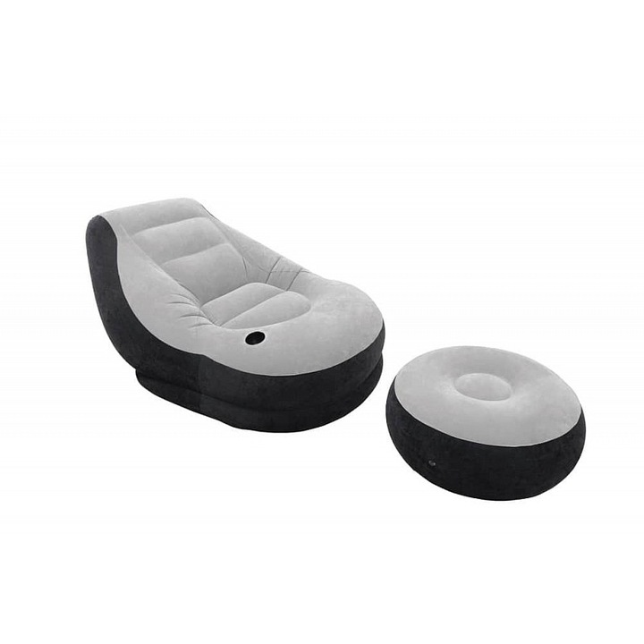 Intex Ultra Lounge felfújható fotel, vízálló, 99x130x76cm, fekete, lábtartóval