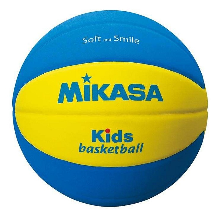 Minge baschet pentru copii Mikasa SB5 din spuma EVA, lavabila, usoara 300-330g, galben/albastru, marime 5