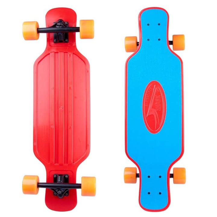 Worker, Polipropilén (PP) longboard csúszásgátló felülettel, 4 fordított kingpin truck, PU kerekek 65 mm 82A, ABEC 11 csapágyak, Többszínű, 31" (79x22 cm)