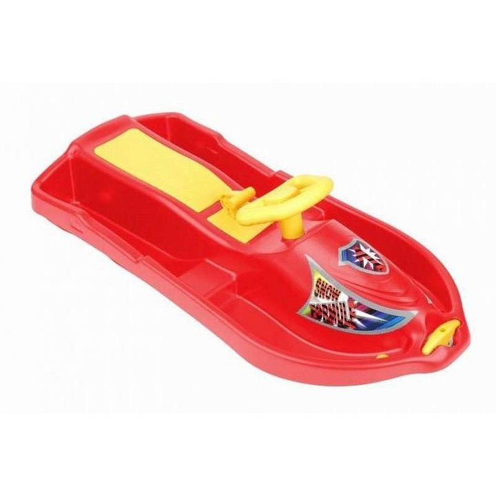 Plastkon Snow Formula kormányozható szánkó, piros, 93x43x21cm
