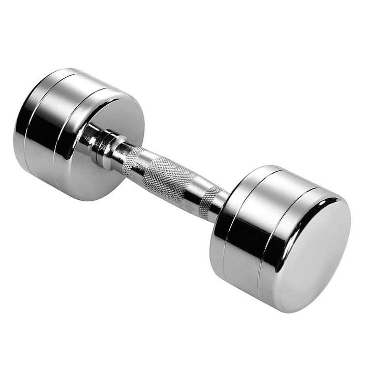 Sedco, Gantera din crom cu maner ergonomic si striatiune antiderapanta, CHROM - 20, Argintiu, 20 kg