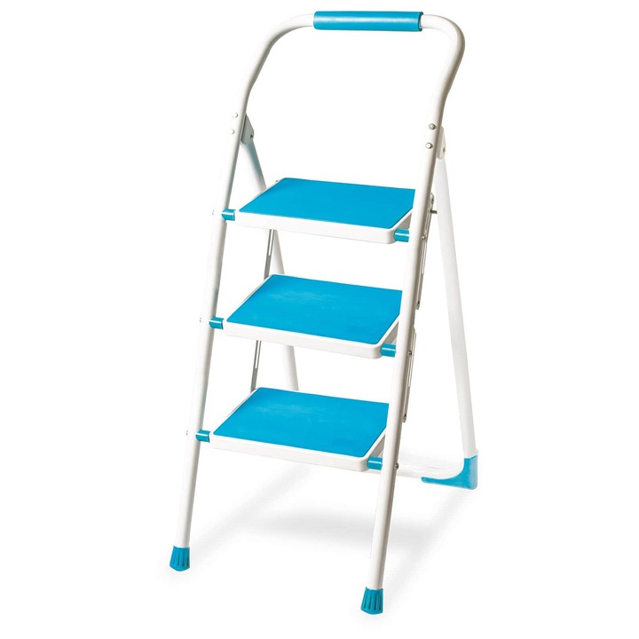 Scara pliabila de casa Profi Tools PROFI 3x1 JZ919-3B, metal, capacitate 150 kg, trepte 30x20 cm, albastru, 1 buc