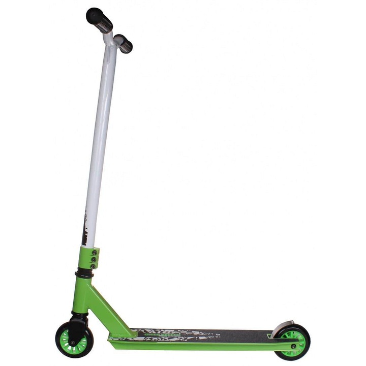 Trotineta freestyle Black Dragon Stunt, alb-verde, 64x44x83cm, 3.5kg