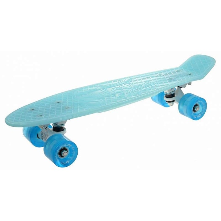 Penny board Sulov Burn Rider, foszforeszkáló PP lap, PU 85A 60x45mm kerekek LED-del, kék, 22"