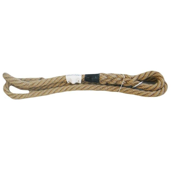 KV Rezac mászókötél 100% jutából, 35 mm átmérővel, 100 kg/m ellenállással, csomóval és 6 cm-es gyűrűvel, bézs, 5 m