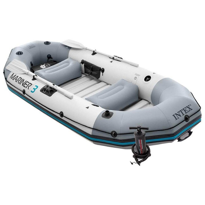 Barca gonflabila Intex Mariner 3 set, 3 persoane, gri, 297x127x46cm