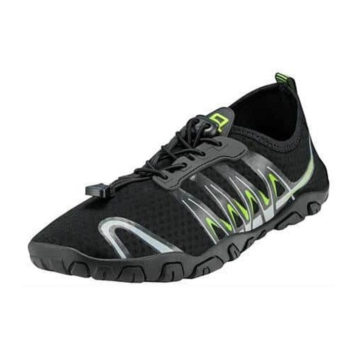 Aqua-Speed, Pantofi de apa din material elastic, respirabili si cu uscare rapida, cu talpa flexibila si plasa de protectie, Gekko, negru, 45 EU