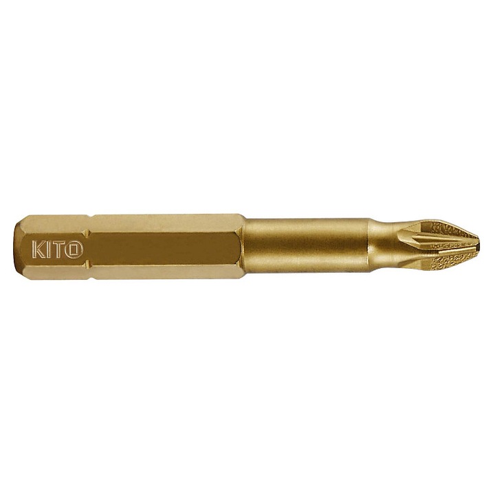 Hrot/bit KITO Shark PZ 3 x 50 mm, S2, kettős titán-nitrid (TiN) bevonat, arany, 1 db