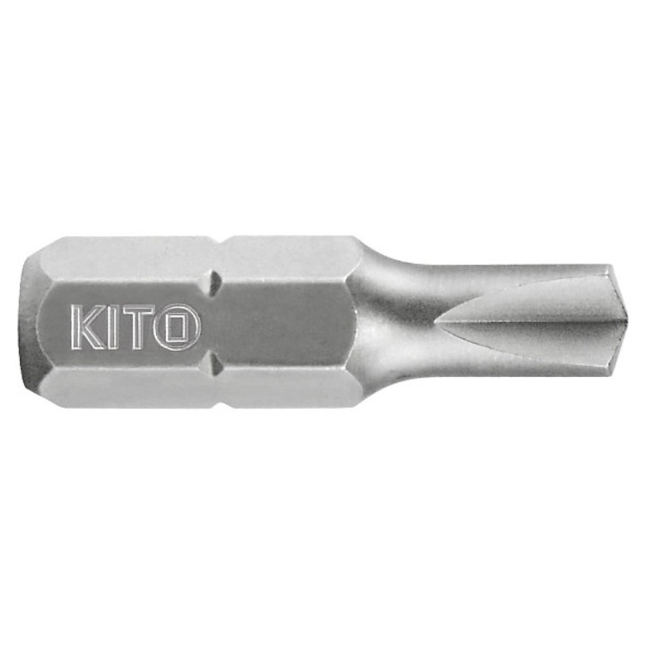 KITO kuplung bit, S2 acél, 61-62 HRC keménység, homokfúvott, ezüst, 5/32" x 25 mm