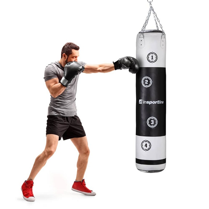 Insportline Robkin boxzsák 150x35cm fekete-fehér 40kg