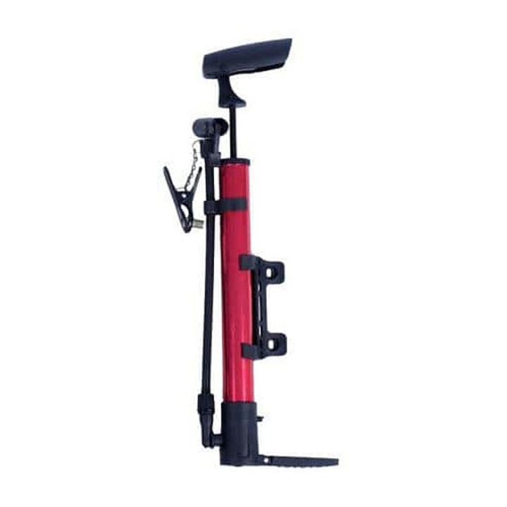 Merco Handy kézi pumpa alumíniumötvözetből, könnyű 220 g, adapterkészlettel és tűvel, 20 cm-es tömlővel, piros, 31 cm