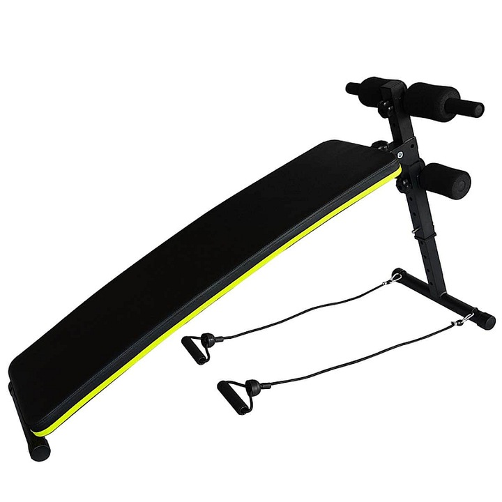 Lifefit ferde haspad, 4 dőlésszintű haspad, expanderekkel, ívelt, fekete/sárga, 120x40x72 cm